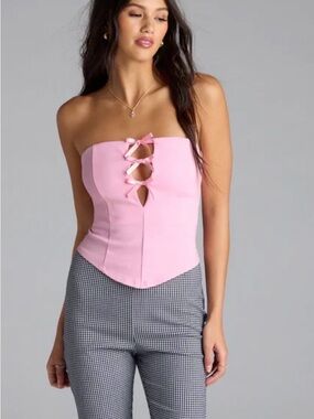 NWT Windsor love for bows strapless ponte crop tube top Sz S